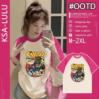 เสื้อยืดสวยๆผู้หญิงแฟชั่นฤดูร้อน oversize เสื้อผ้าสาวอวบคนอ้วนไซส์ใหญ่ เสื้อโอเวอร์ไซส์สไตล์เกาหลี ลายการ์ตูนญี่ปุ่น