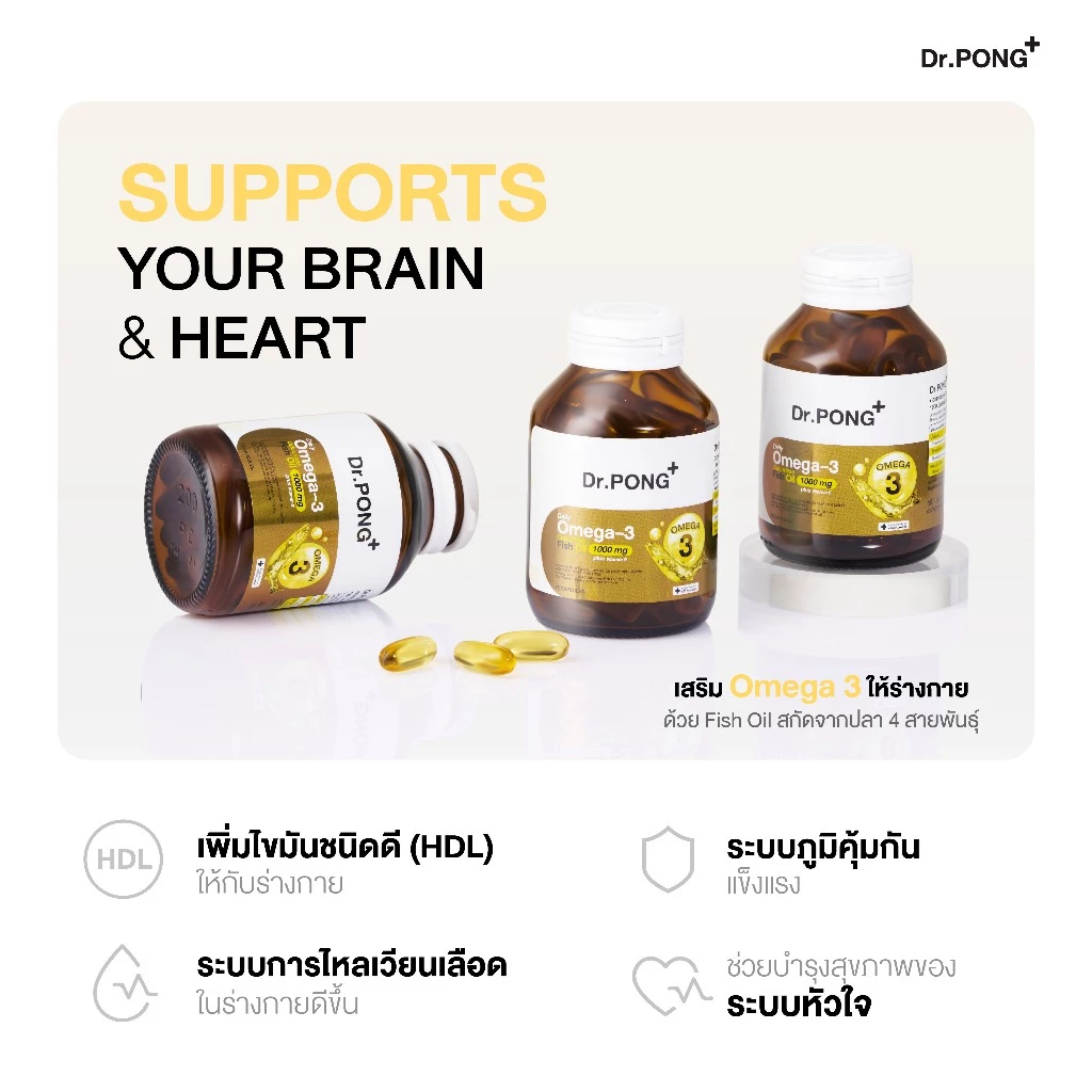 [ช้อปครบ รับฟรี] Dr.PONG Daily Omega 3 odourless fish oil 1000 mg plus vitaminE โอเมก้า3 โอเดอร์เลส ฟิชออยล์ น้ำมันปลา thumbnail 5