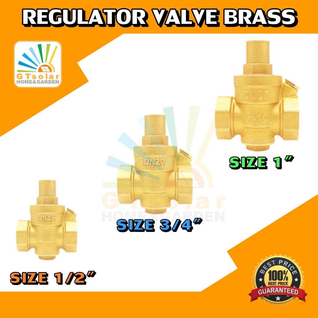 (ราคาโปรโมชั่น) วาล์วลดแรงดันน้ำ ทองเหลือง ขนาด 1/2" 3/4" 1" Pressure Reducing Valve Brass Regulator
