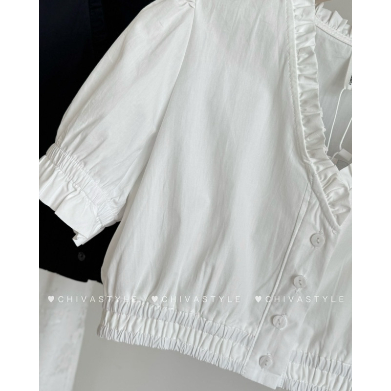 -𝐂𝐡𝐢𝐯𝐚- พร้อมส่ง‼️ PUFFY CROP | เสื้อครอปแขนตุ๊กตาเอวจั๊ม ทรงสวยมาก!! - รูปที่ 3