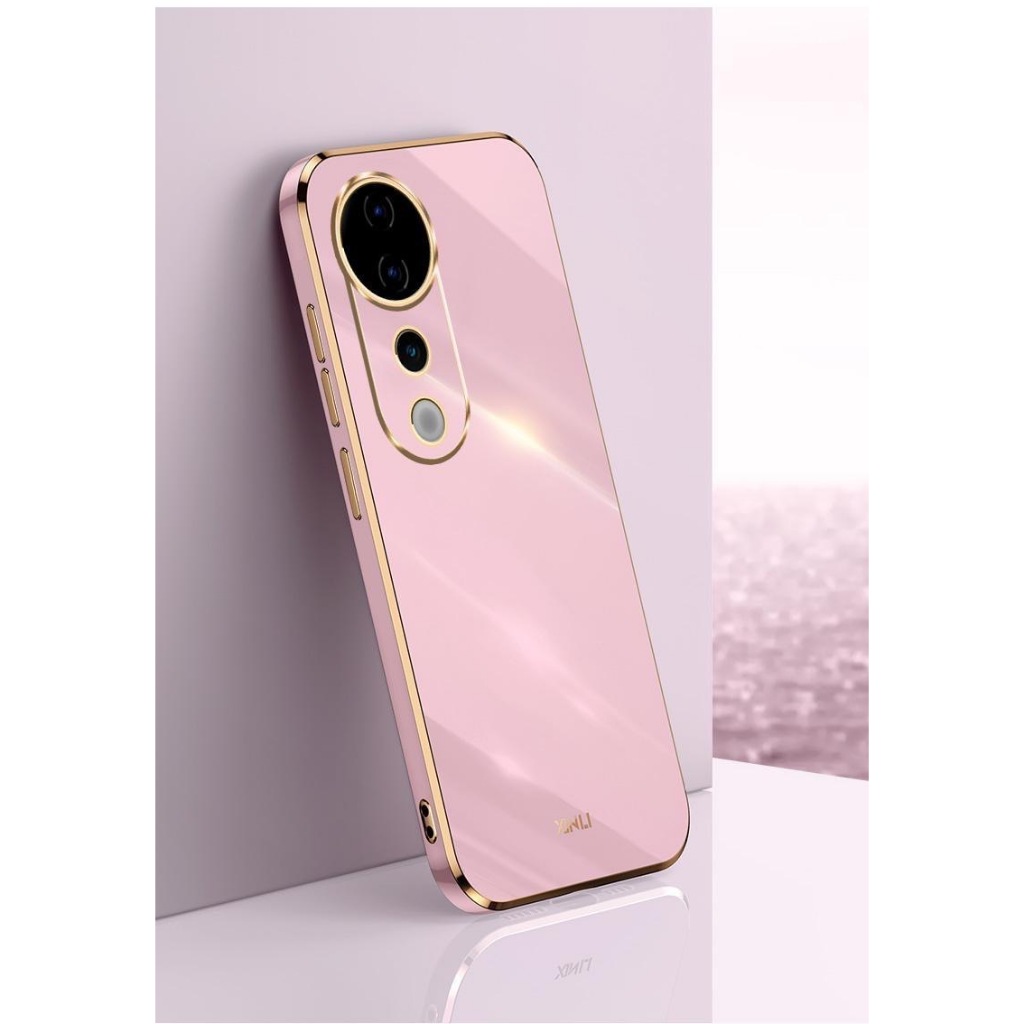 เคสโทรศัพท์ สำหรับรุ่น Vivo V60 V60Lite V50 เคสนิ่ม ขอบทอง ขอบเงา สีสวย พาสเทล ชุบทองสไตล์ น่ารัก - รูปที่ 4