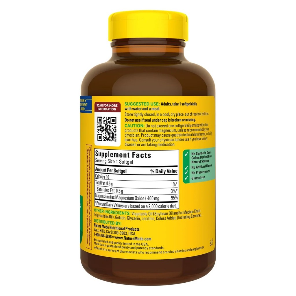 (Exp.08/2027)Nature Made Extra Strength Magnesium 400 mg., 180 Softgels ราคา ถูกที่สุด ดีลบีเคเค แกลเลอรีภาพที่ 4
