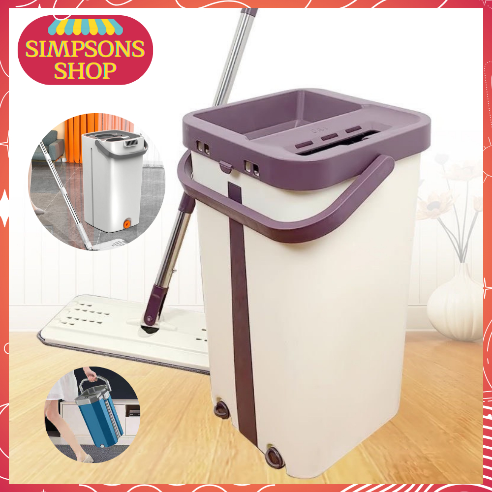 ไม้ถูพื้น ไม่เลอะมือ Flat Mop อัตโนมัติ ผ้าม๊อบ ล้างและรีดน้ำในตัวขณะเดียวกัน รุ่นใหม่ พร้อมส่งจากในไทย