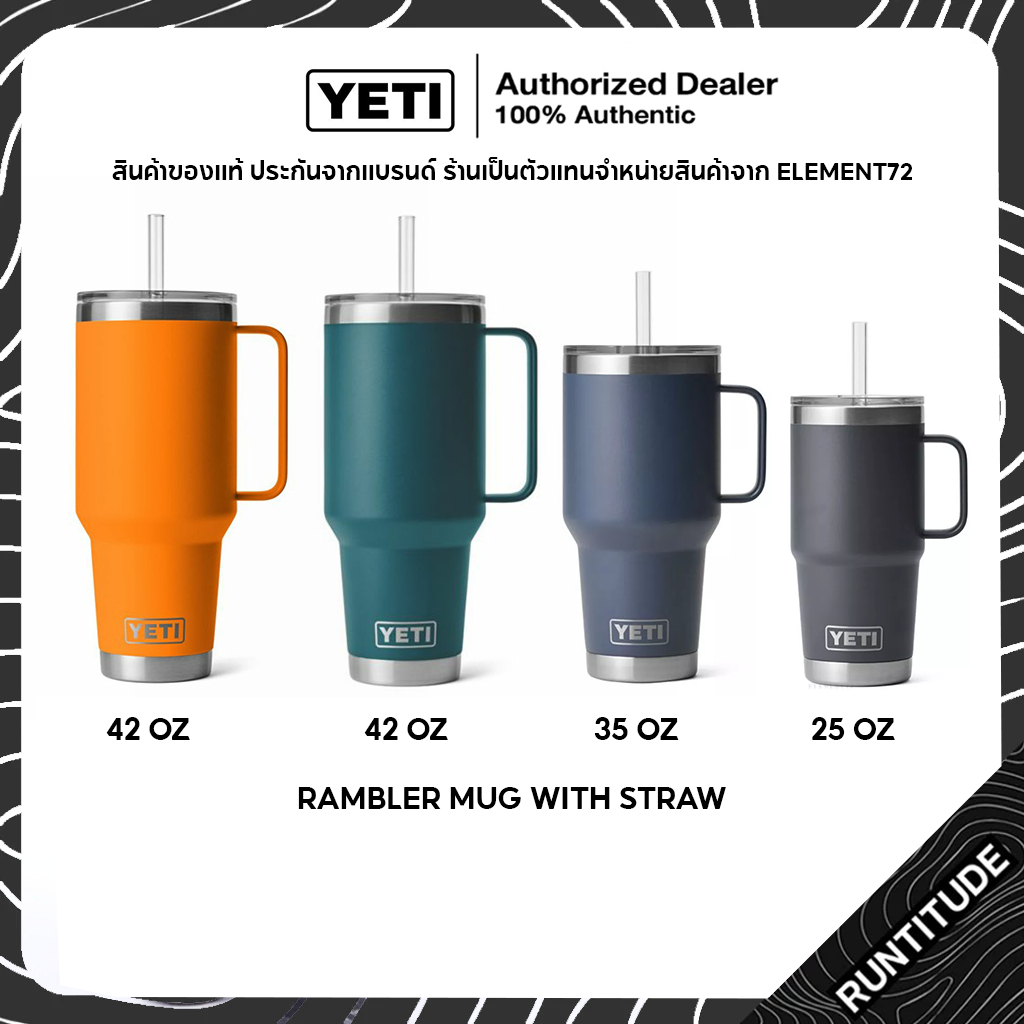 YETI แก้วเยติ รุ่น RAMBLER [ ขนาด 25Oz - 42Oz ] Mug With Straw แก้วเก็บความเย็น เยติหูจับ ของแท้ ตัวแทนจำหน่าย