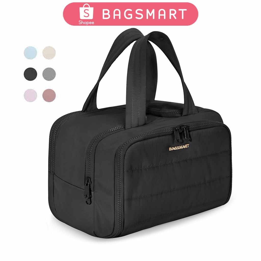 BAGSMART กระเป๋าเครื่องสำอาง 4 ทางเปิด - ออกแบบเปิดหาของง่าย กันน้ำ พกพาเดินทาง