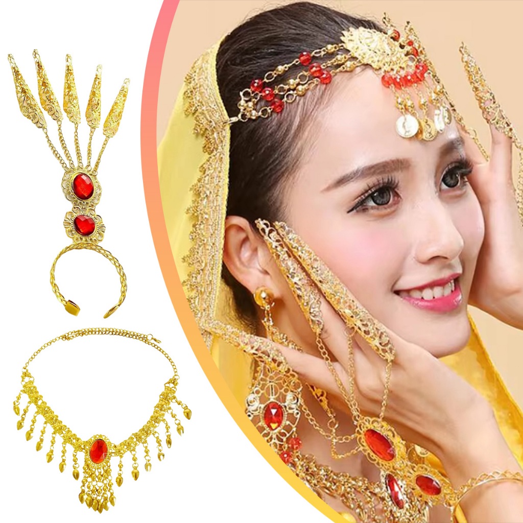 คูปองสุดคุ้ม！ ชุดสร้อยคอเต้นรําท้องสีทอง คัดหัว โซ่อุปกรณ์เต้นรําอินเดีย สร้อยอิสลาม ประดับเพชร แฟชั่นผู้หญิง - รูปที่ 3