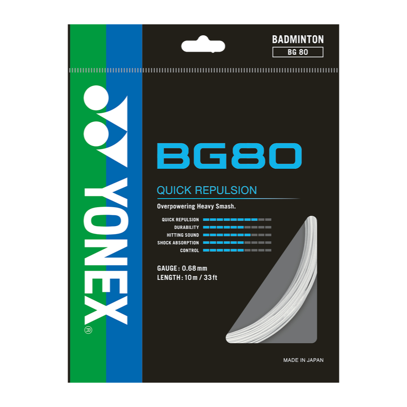 Yonex BG80 เอ็นแบดมินตัน 0.68 มม. เส้นใยถักเคลือบด้วยสาร CUP - STACK CARBON NANOTUBE