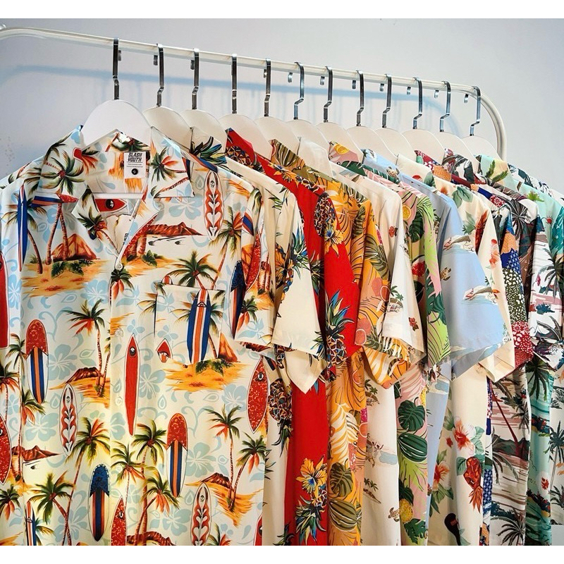 เสื้อฮาวายผ้าไหมอิตาลีผ้าลื่นใส่สบายไม่ต้องรีด