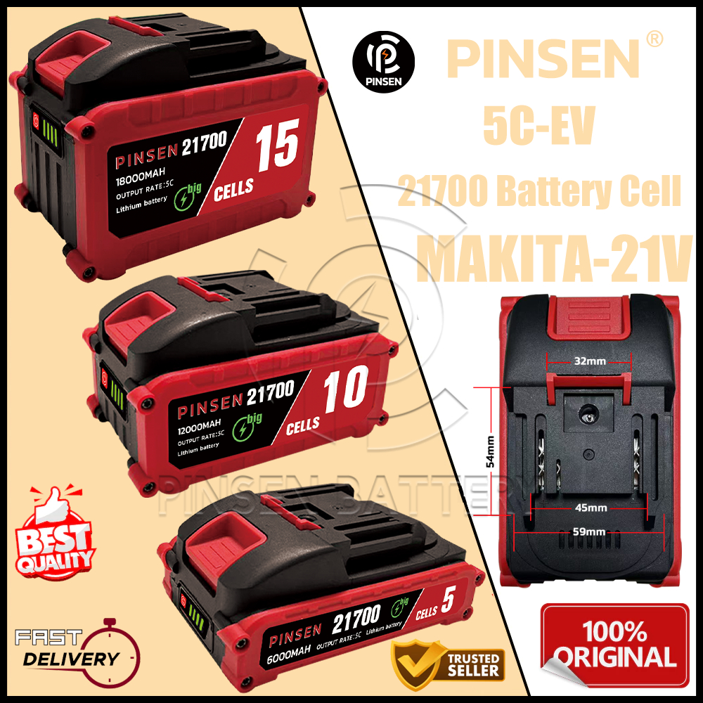 PINSEN MT-21V 5C 5/10/15เซลล์ 21700 แบตเตอรี่ ความจุแบตเตอรี่ลิเธียมสำหรับ Makita Tanzu JIAPU 21700 