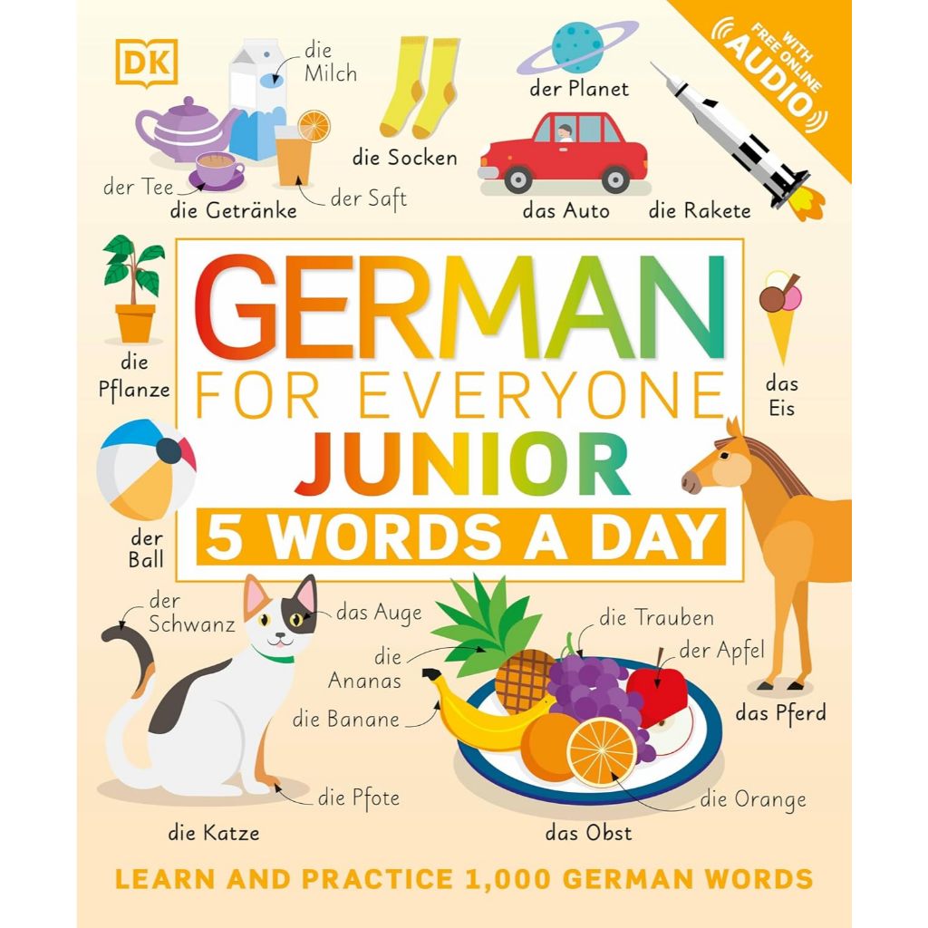 [Chulabook] หนังสือ GERMAN FOR EVERYONE JUNIOR: 5 WORDS A DAY (WITH FREE ONLINE AUDIO) (978074403680