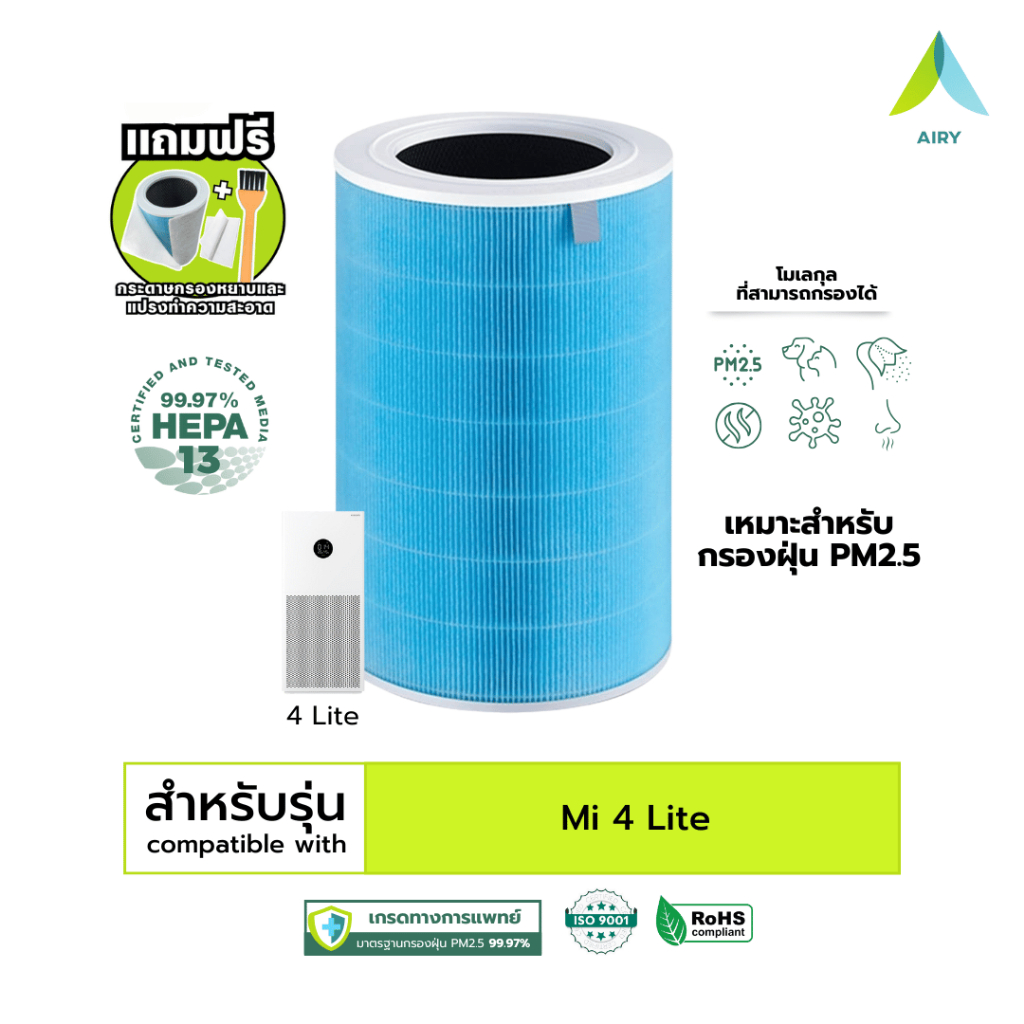 XIAOMI 4 LITE ไส้กรองอากาศ ไส้กรอง 3IN1 กรอง อากาศ PM2.5 กลิ่น ควัน ไวรัส (เกรดแพทย์ HEPA H13)