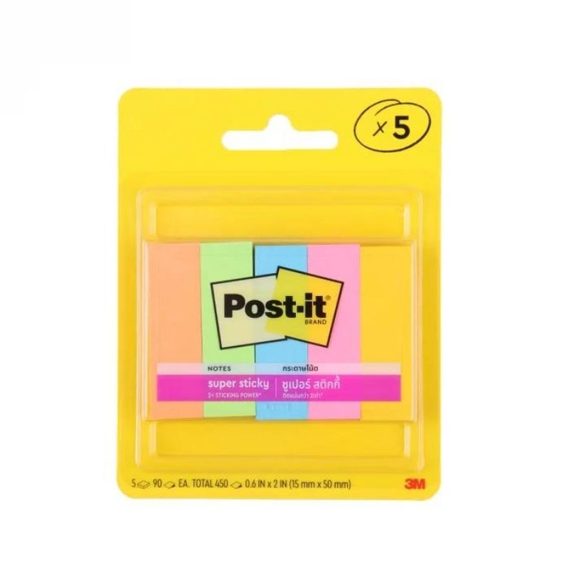 3M-Scotch โพสต์อิทสติกกี้โน้ต 15x50 มม. รุ่น 670-5SSAU