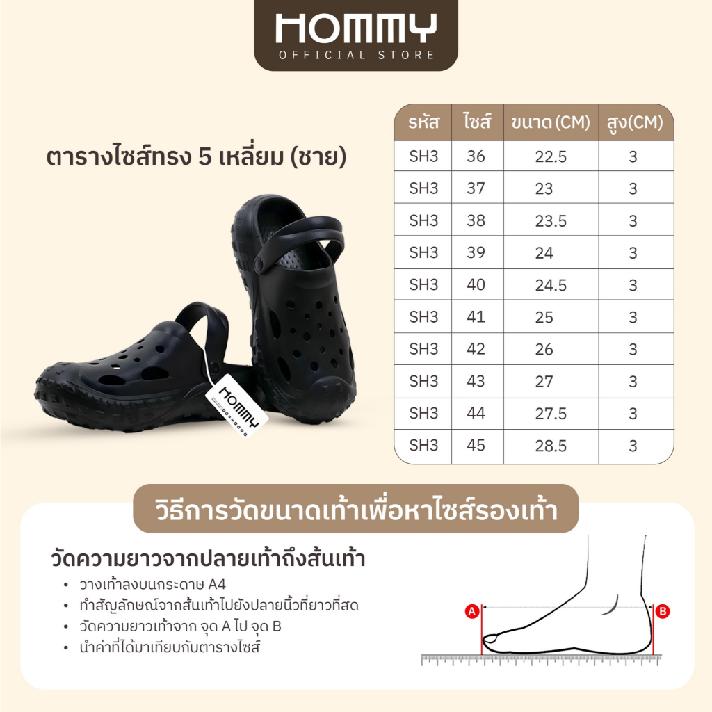 【เปิดตัวรุ่นใหม่ 2025】HOMMY รองเท้า (ชาย-หญิง) แฟชั่น รองเท้าหัวโต มีสายรัด  พื้นนุ่ม (SH-3)