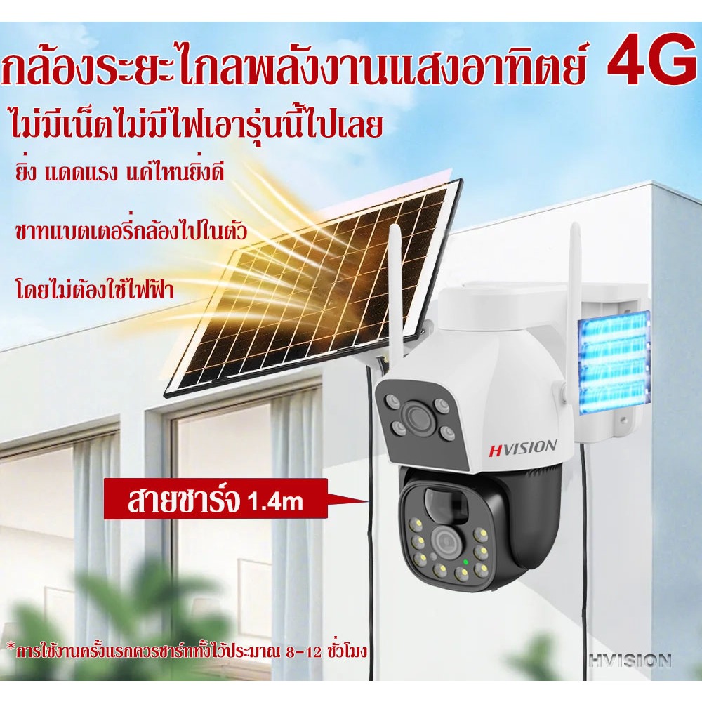 【หน้าจอคู่】กล้องวงจรปิดโซล่าเซลล์ 8MP 4K กล้องวงจรปิดใส่ซิม 4G 2กล้อง ใช้พลังงานแสงอาทิตย์ กลางแจ้ง