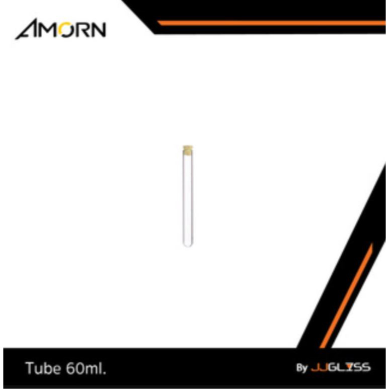 JJGLASS - (AMORN ) Tube 60ml. - หลอดแก้ว เนื้อใส  จุกก็อก เหมาะสำหรับใช้ใส่น้ำหอมและเครื่องดื่มอื่นๆ