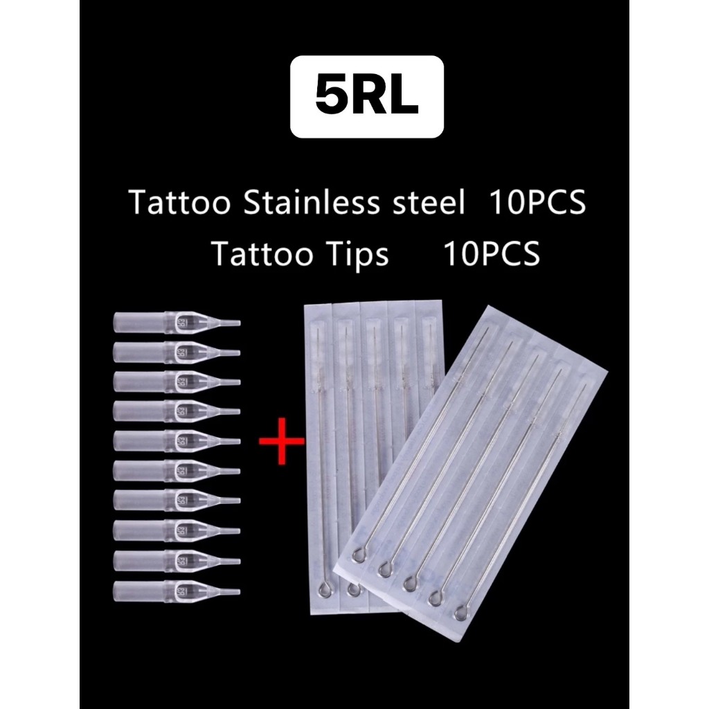 อุปกรณืสักเดินเส้น5RL+ปลาย5RT 1ชุดมี 10 เล่ม ปลาย 10 ชิ้น