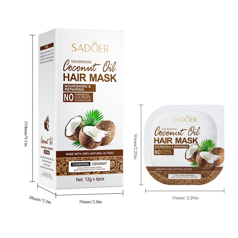ครีมหมักผม 1กล่องมี6ชิ้น SADOER COCONUT OILHAIR MASK รูปที่ 7
