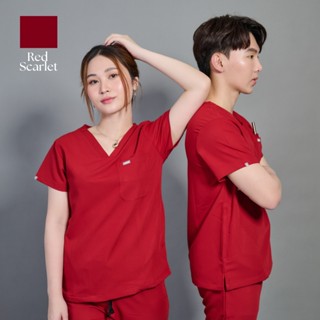 ชุดสครับ พร้อมปักชื่อ Maison Scrubs สี Red Scarlet - Legacy
