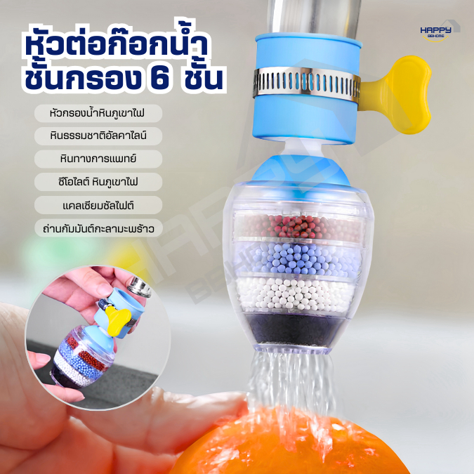 หัวต่อก๊อกน้ำ(หินชั้นกรอง6ชั้น)กันน้ำกระเด็น หัวกรองก๊อกน้ำ  ที่กรองน้ำ  หัวกรองน้ำ ที่กรองน้ำประปา