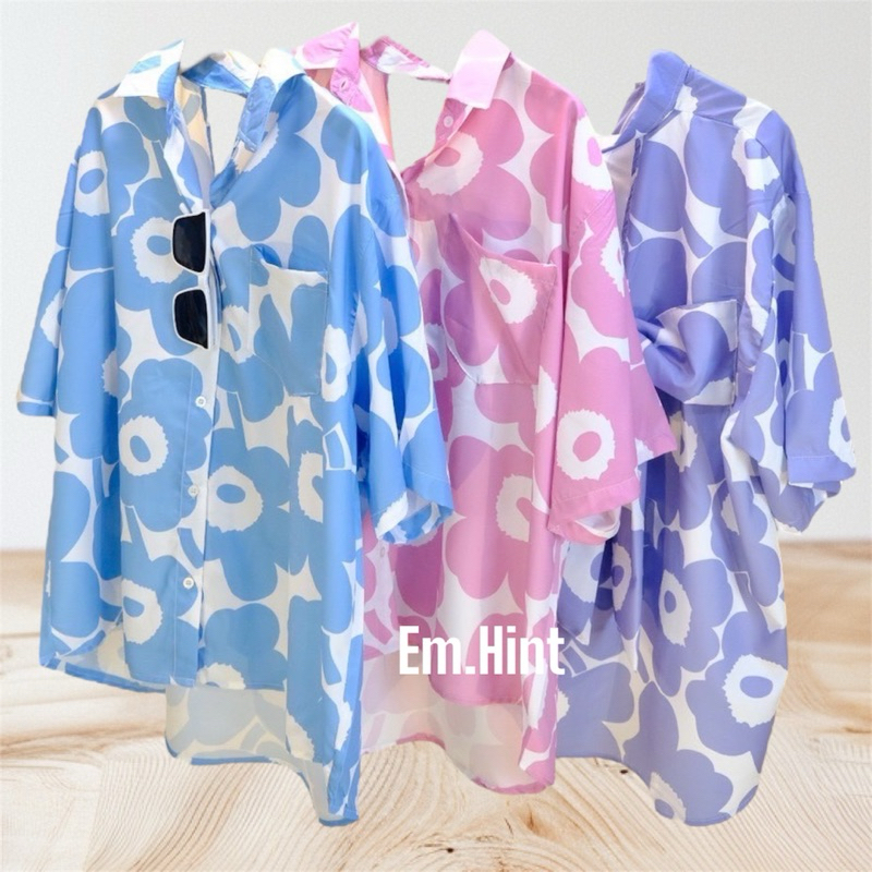 New Mekko เสื้อโบว์หลังลายดอกไม้เมกโกะ 50“