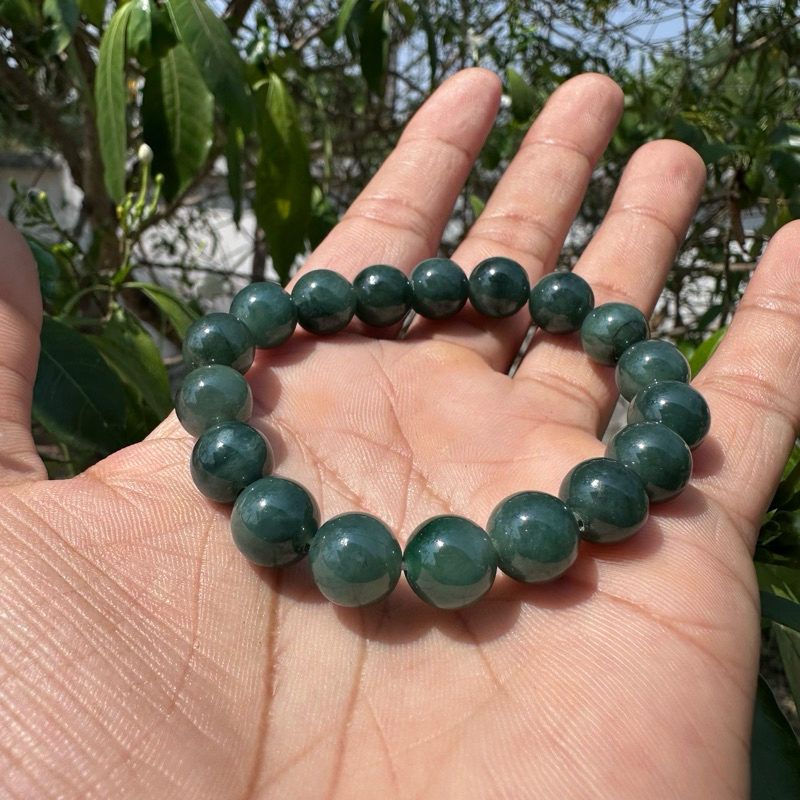 10MM-JA หยกพม่า หยกเขียว คัดเกรด ขนาด 10 มิล สร้อยข้อมือหยก กำไลหยกแท้