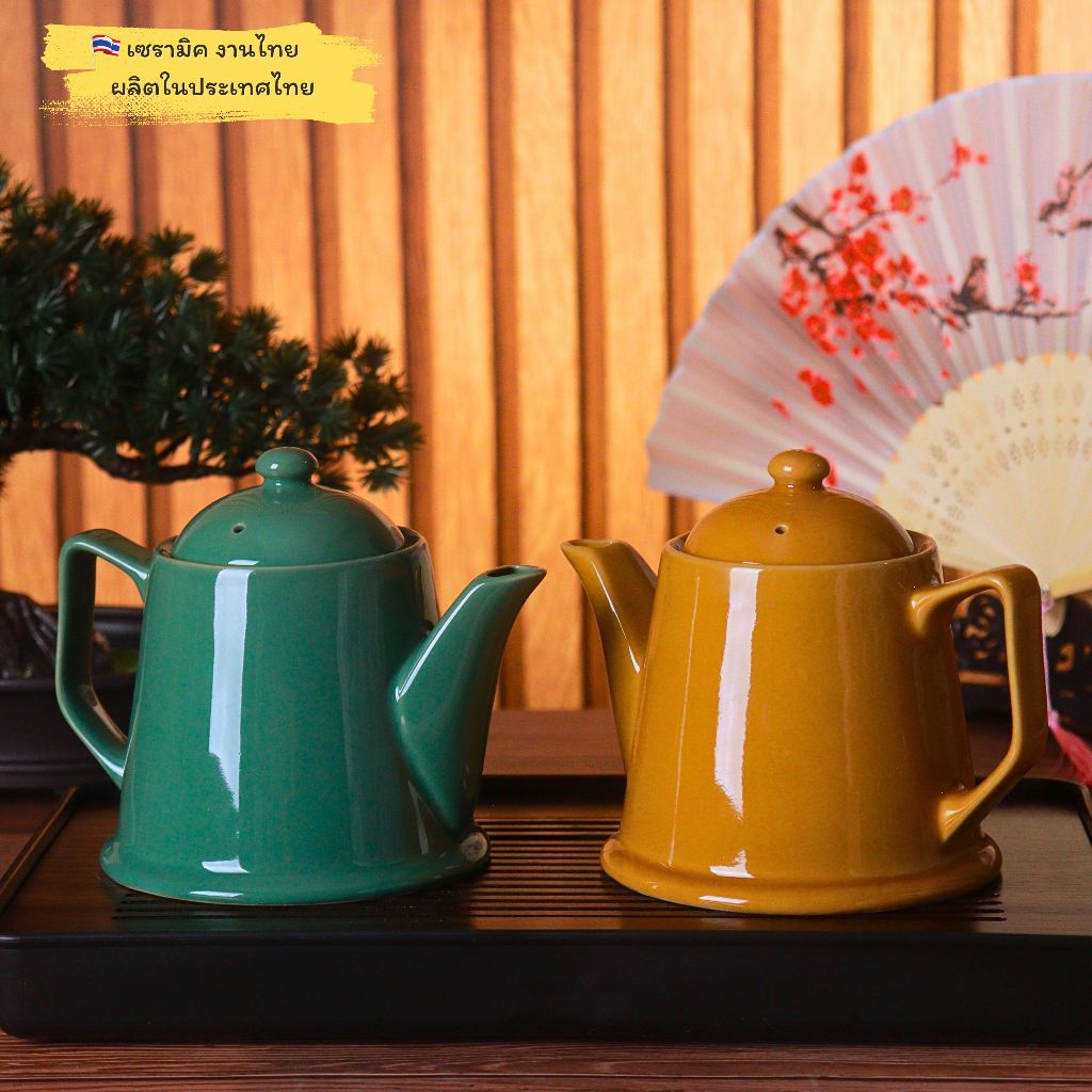 Teapot กาน้ำชาเซรามิค ขนาด 500 ml. เซรามิคคุณภาพดีเนื้อละเอียดโดดเด่นด้วยดีไซน์คลาสสิค มี 5 สีให้เลืก ราคา ถูกที่สุด ดีลบีเคเค แกลเลอรีภาพที่ 4
