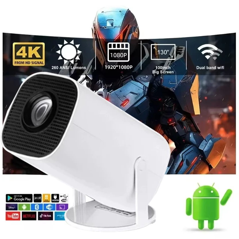 P30 Pro 4K โปรเจคเตอร์ Android12 บลูทูธ 5.0 Wifi 6 โปรเจ็กเตอร์แบบพกพา โปรเจคเตอร์ดูหนัง