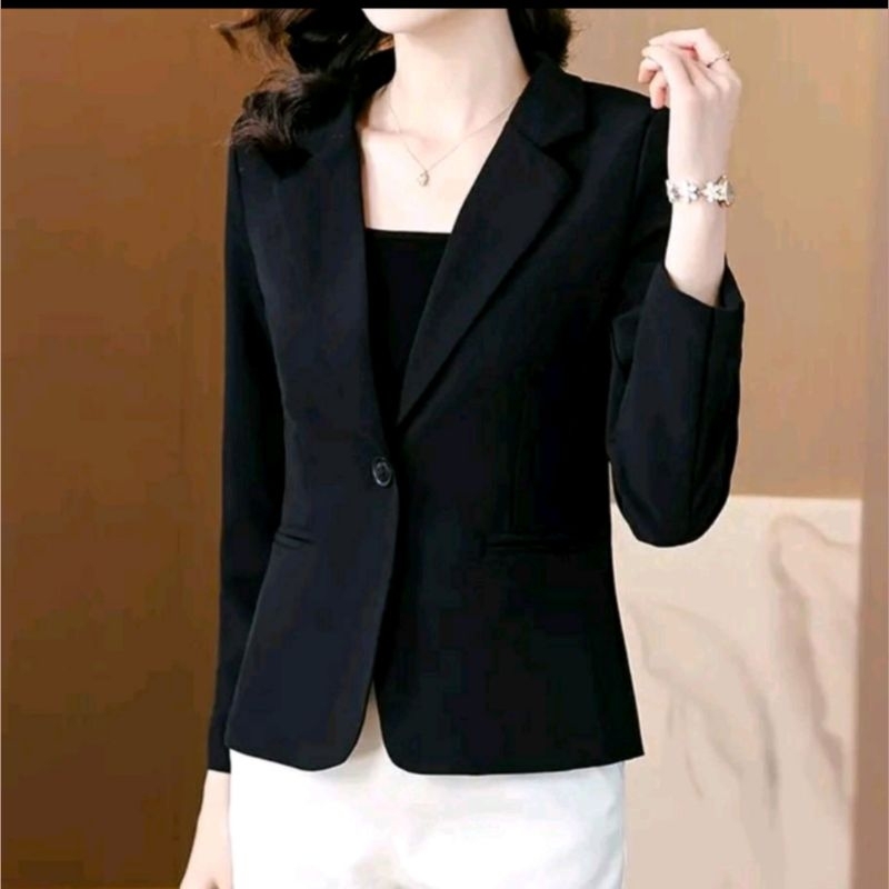 เสื้อสูท (สูทผู้หญิงสีดำ)ทรงเข้ารูปผ้านาโน