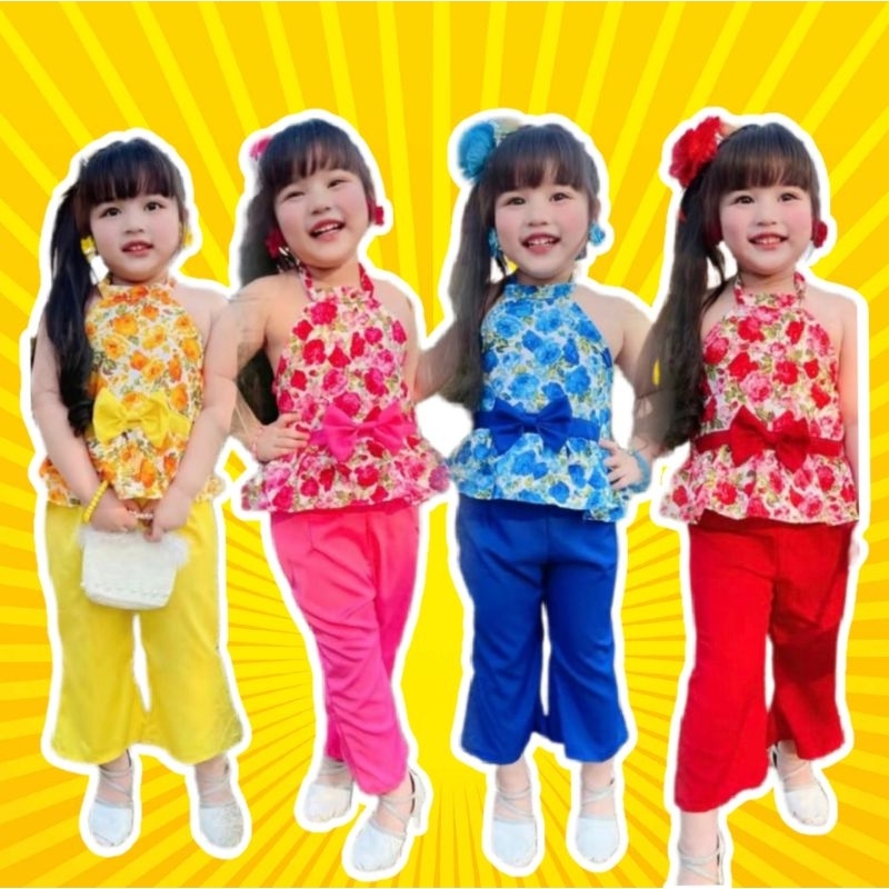 🌹พร้อมส่ง🌹ชุดไทยประยุกต์ลายดอก ชุดทองกวาว สำหรับลูกสาว