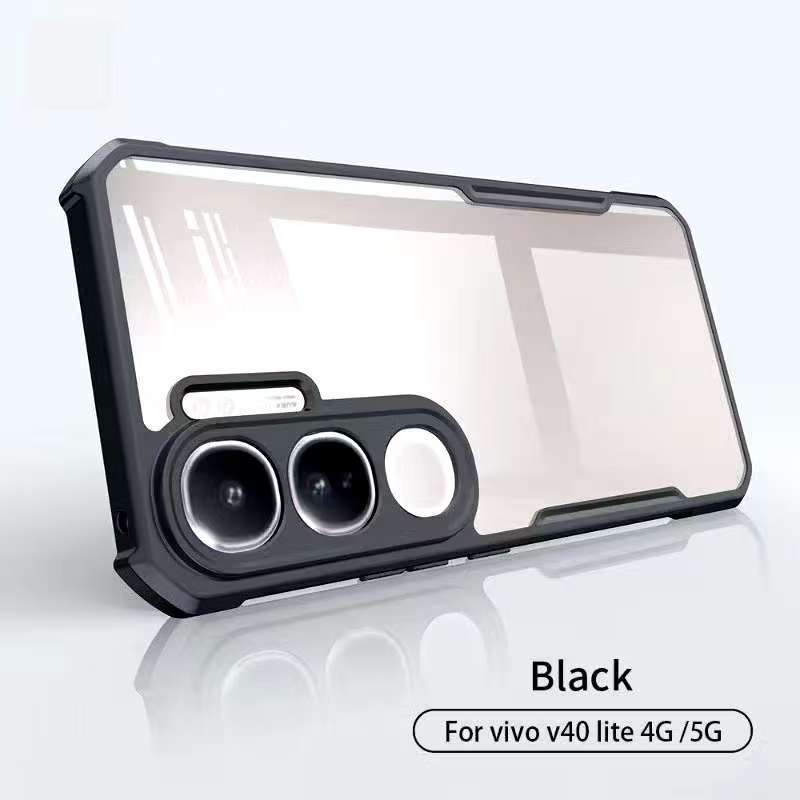 เคสหลังใสแข็ง HHL สำหรับ Vivo Y200 Y19S Y300 เคสกันกระแทกใสแข็งขอบดำ