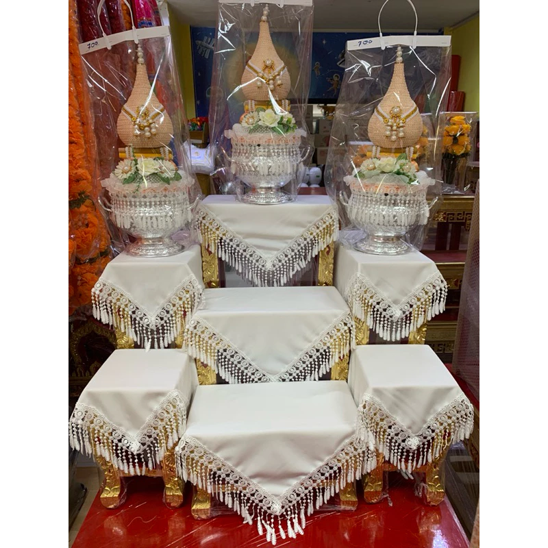 ผ้าคลุมโต๊ะหมู่บูชาผ้าคลุมลูกโต๊ะหมู่ ขนาด50x50ซม สินค้าราคาต่อ1ผืน
