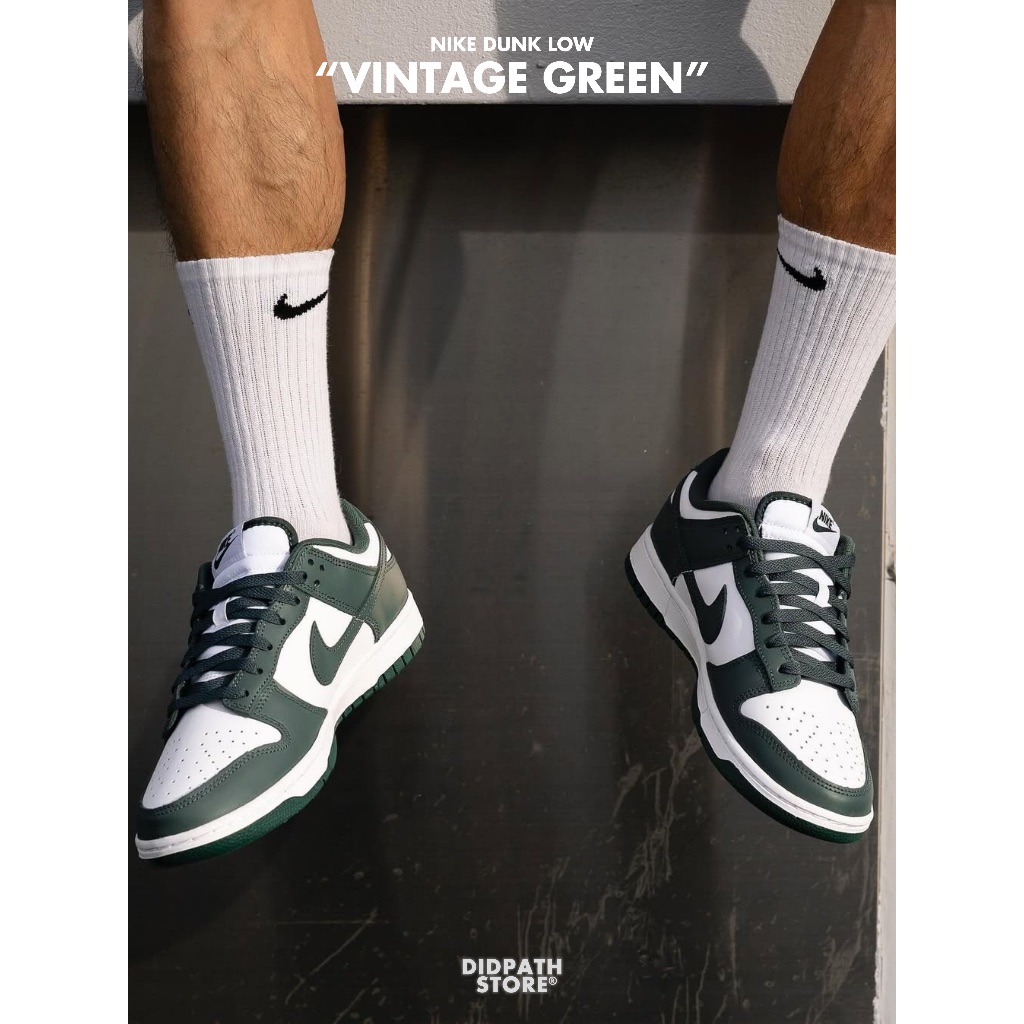 (พร้อมส่ง) ของแท้ 100% ✅ รองเท้าไนกี้ NIKE DUNK LOW “VINTAGE GREEN” (DV0833 111) สีเขียว
