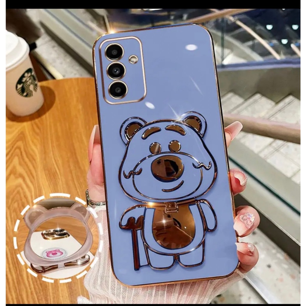 เคส สำหรับรุ่น Vivo  v50lite Y29 Y29S Y04 Y04S หมีล็อตโซ่ กระจก ขาตั้ง หมุนได้ 360 องศา ฝาหลัง แบบนิ่ม น่ารัก