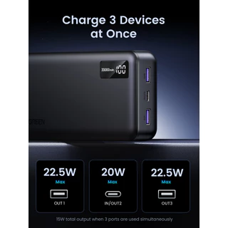 UGREEN Power Bank แบตสำรอง 20000mAh แบบพกพา พาวเวอร์แบงค์ชาร์จเร็ว PD Fast Charging รุ่น 25683