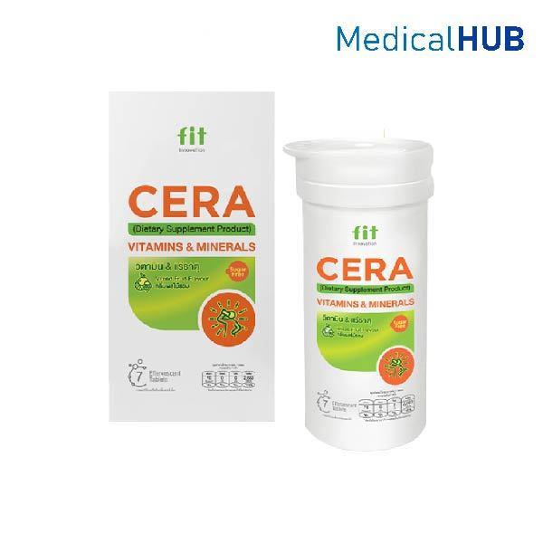 Fit Cera Mixed Fruit เกลือแร่ชนิดเม็ดฟู่ กลิ่นผลไม้รวม มีวิตามิน สูตรไม่มีน้ำตาล บรรจุ 7 เม็ด 22697