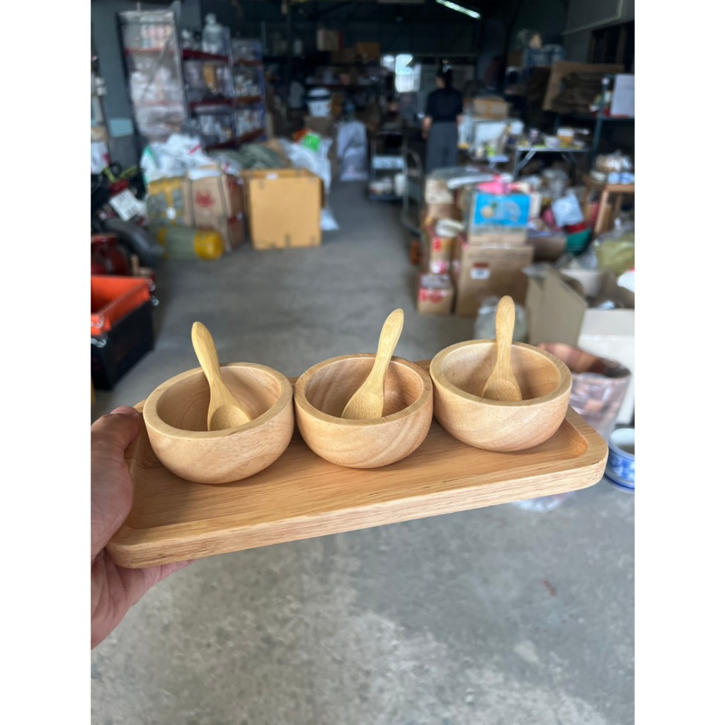 Set ถ้วยสครับ ถ้วยไม้3อัน+ช้อนไม้3อัน+ถาดไม้1อัน ออกใบกำกับภาษีได้ รหัส 4125
