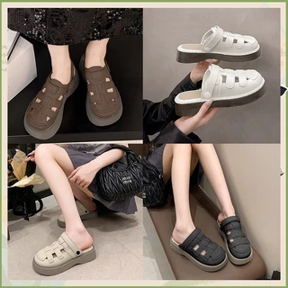 Lateye งานแนะนำพร้อมส่ง รองเท้าเสริมส้นแฟชั่น งานปัง ดีไซน์สวย รุ่นนี้ออกแบบมาให้สวมใส่ได้ 2 แบบ จะใส่แบบรัดส้นก็ได้