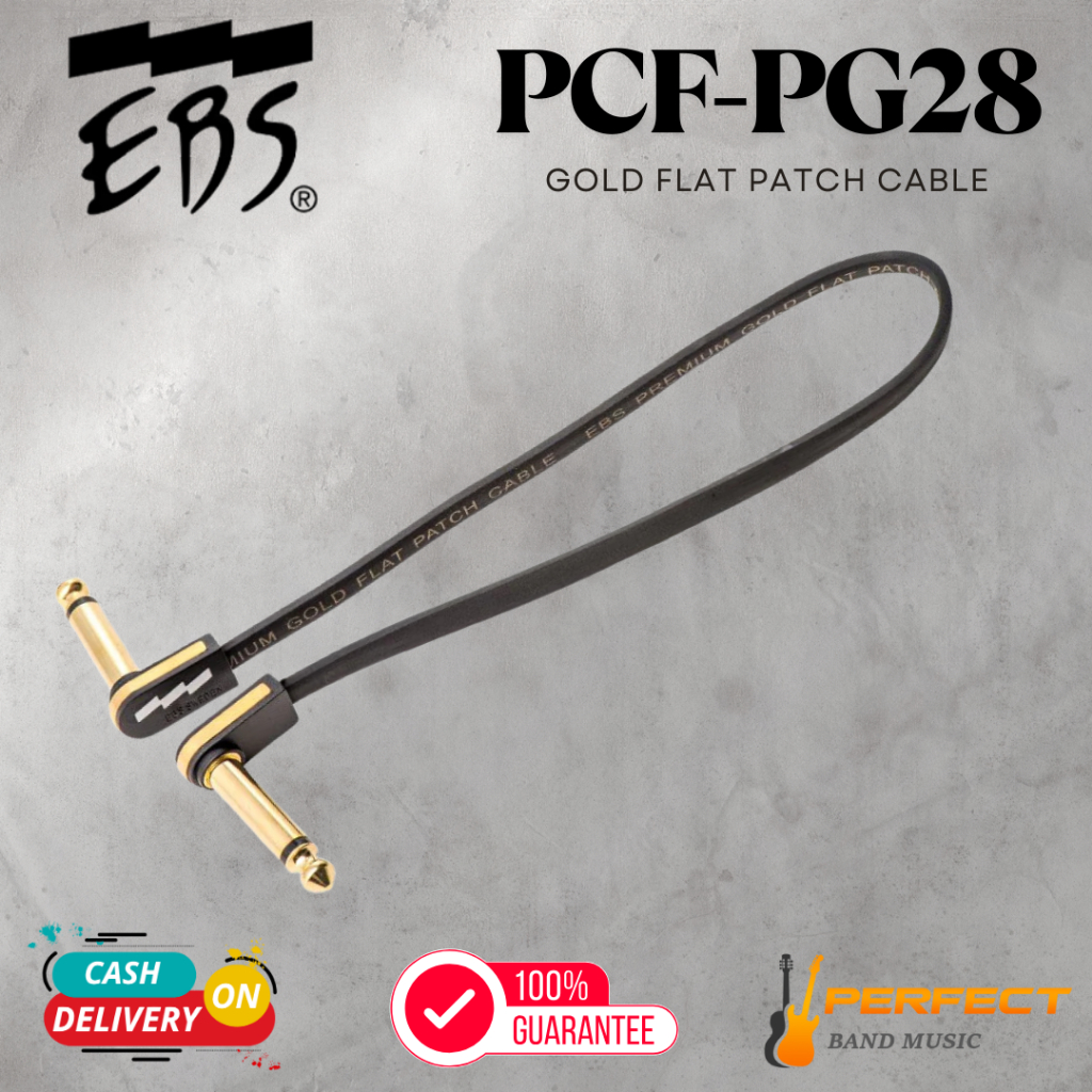 สายพ่วงเอฟเฟค EBS PCF-PG28 PREMIUM GOLD FLAT PATCH CABLE 28 cm. ของแท้ 100%