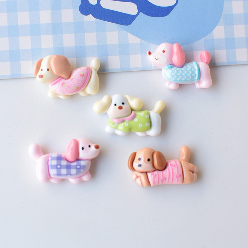 พร้อมส่ง🇹🇭 5 ชิ้น/เซ็ท เรซิ่น สุนัขตัวยาว น้องหมาการ์ตูนเคลือบเงา ตกแต่ง diy ติดหลังโทรศัพท์ กิ๊บติดผม งานDIY