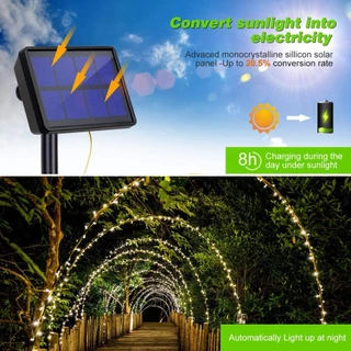 YOWXII ไฟตกแต่งโซล่าเซลล์ LED 300 พลังงานแสงอาทิตย์ สําหรับตกแต่งสวน ลานต้นคริสต์มาส ปาร์ตี้ สวน