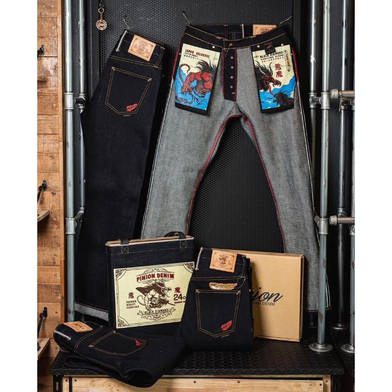 pinion Denim 24oz BY Okayama Denimรุ่นอสูร(Japan Red selvedg)รุ่นLimited Edition ทรงกะบอกเล็กและทรงก
