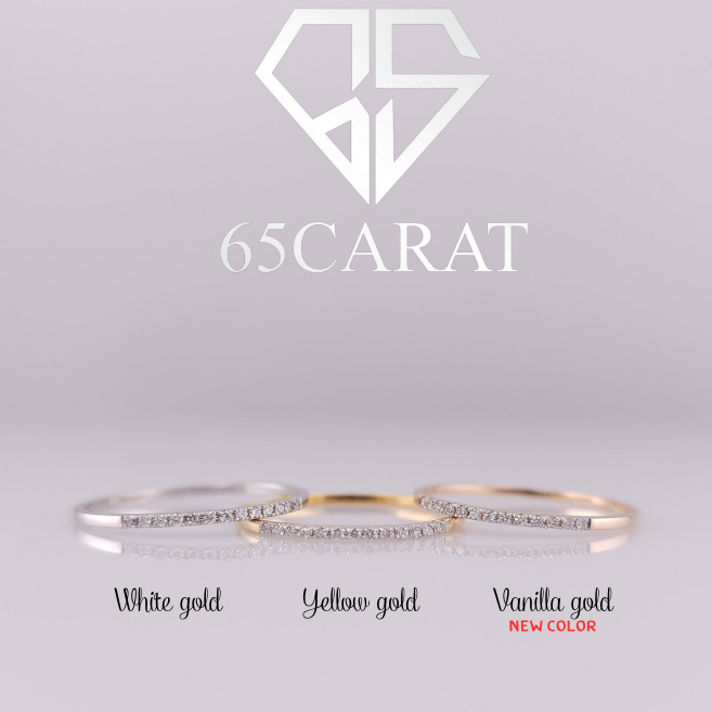 65Carat - แหวนเพชรแท้ เพชรน้ำ100  แหวนแถวไข่ปลา 5ตัง น้ำสวย ไฟดี รหัส RI650023