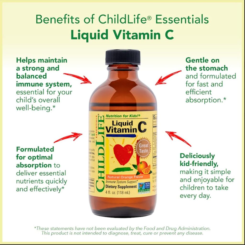 ChildLife, Essentials, Liquid Vitamin C, Natural Orange Flavor, 4 fl oz (118.5 mL)