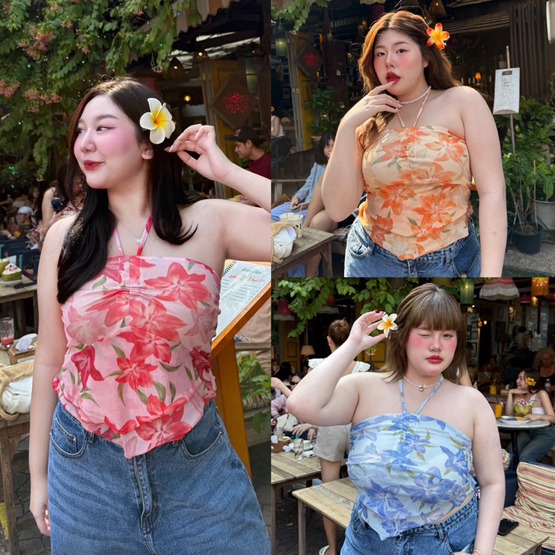 เกาะอก คล้องคอ เกาะอกสาวอวบ อก38-50นิ้ว Freesize