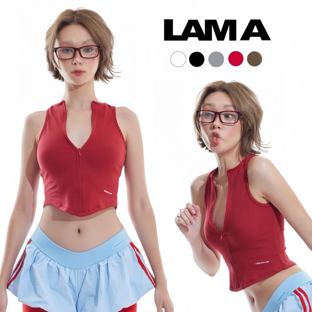 MILTY CROP เสื้อผ้าร่อง ทรงครอปเข้ารูป ซิปหน้ารูดปรับระดับได้ มี 4 ไซส์ XS / S / M / L