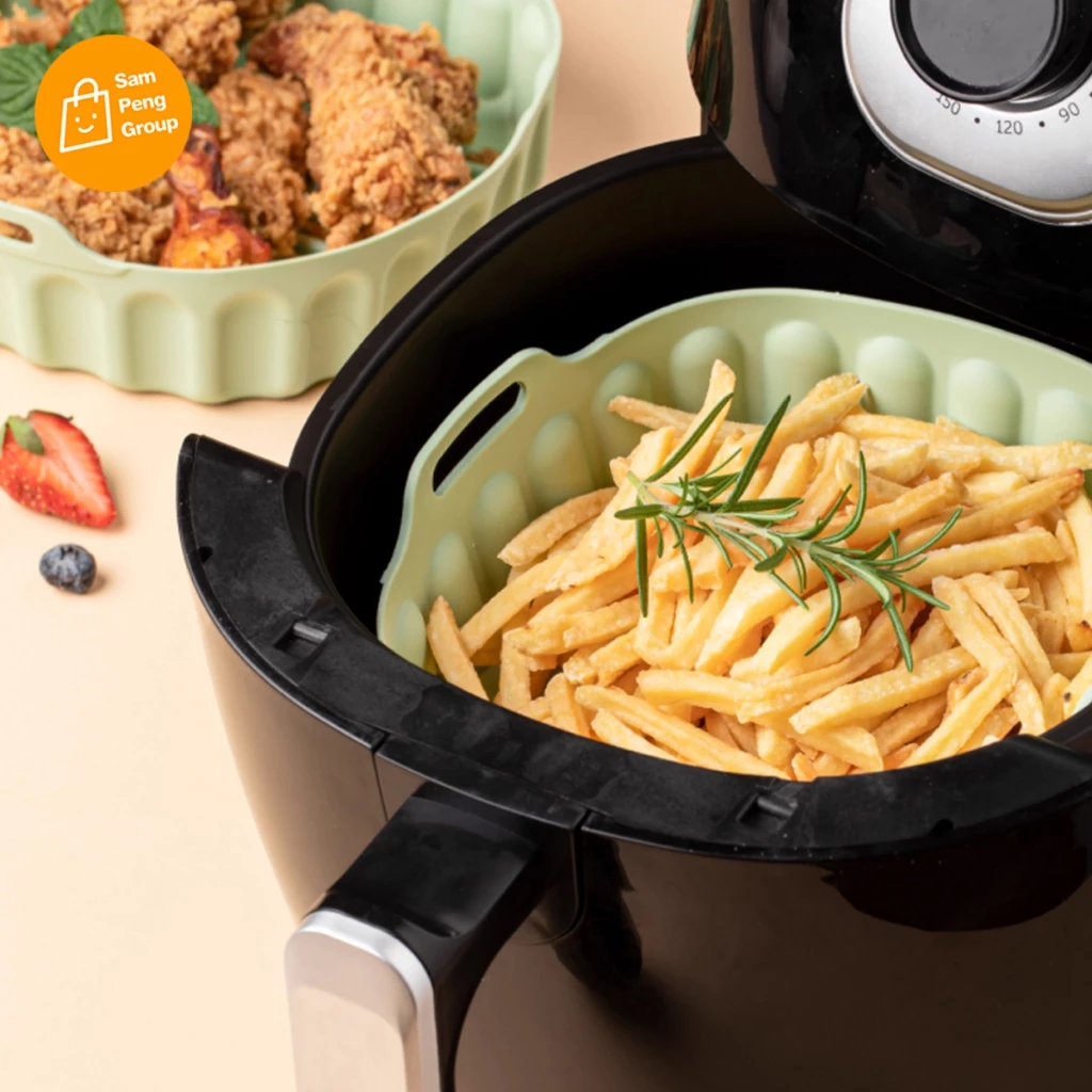 แผ่นซิลิโคน รองบหม้อทอดไร้น้ำมัน ถาดอบขนมซิลิโคน Air Fryer ที่รองหม้อทอด ใช้แทนกระดาษ อาหารไม่ติด thumbnail 6