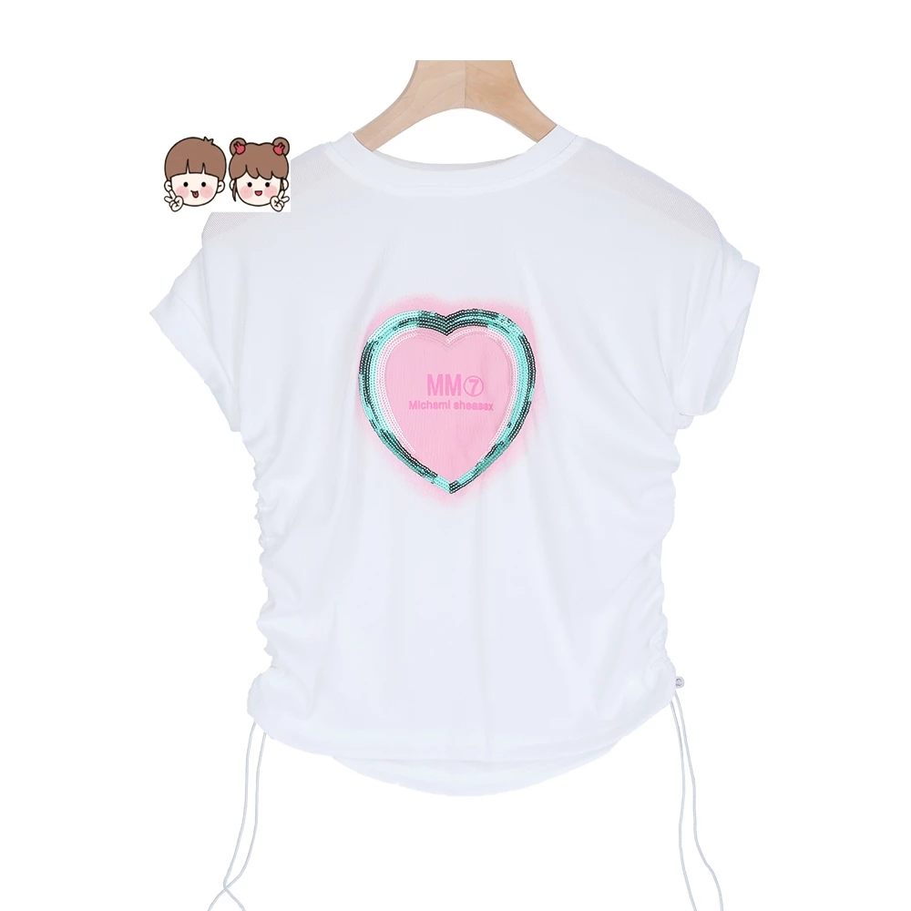 เสื้อยืดเด็กหญิง เสื้อผ้าแขนสั้น+กระโปรงยีนส์สั้น สำหรับฤดูร้อน พร้อมเชือกรูด สไตล์แฟชั่น พร้อมส่ง#T22000 thumbnail 7