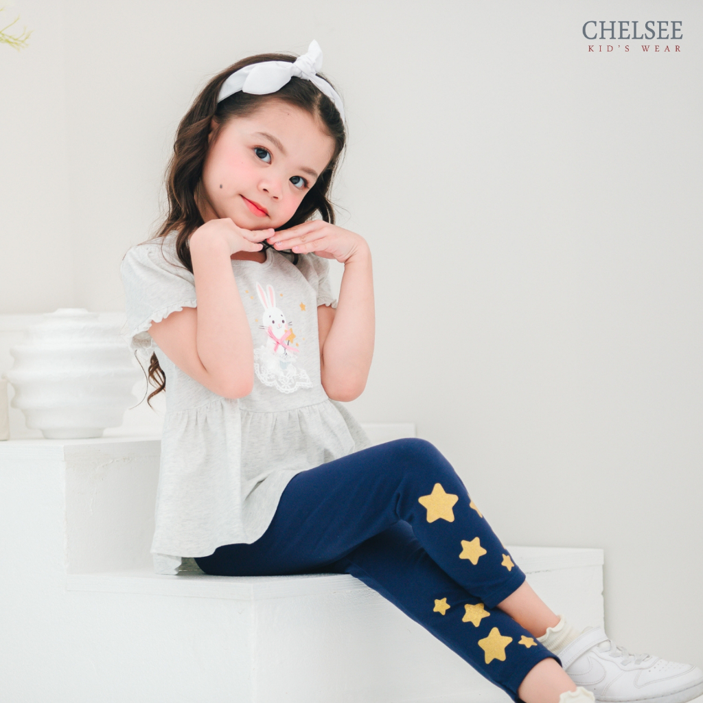 Chelsee กางเกงเลกกิ้ง ลายดาว ผ้า Cotton 95% Spandex 5% ยืดหยุ่น เด็กผู้หญิง อายุ 1.5-10ปี รุ่น 238133