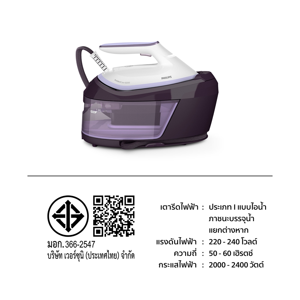 [รับฟรี! สินค้าแถมโต๊ะรีดผ้า] PHILIPS เตารีดแรงดันไอน้ำ PSG6024/30 1.8 ลิตร จัดส่งโดย HomePro - รูปที่ 7