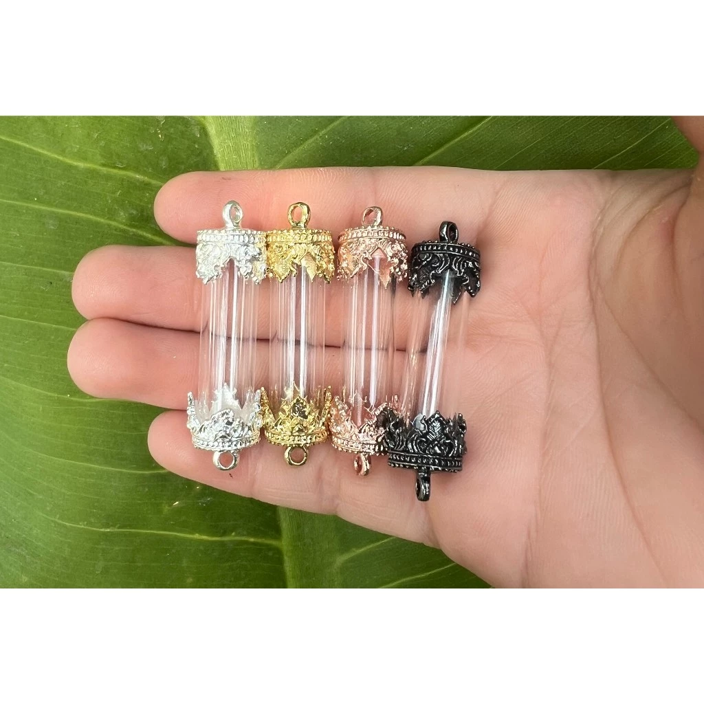 (ลายใหม่)ฝาตะกรุดลายฉัตร 8-16มิล พร้อมหลอด